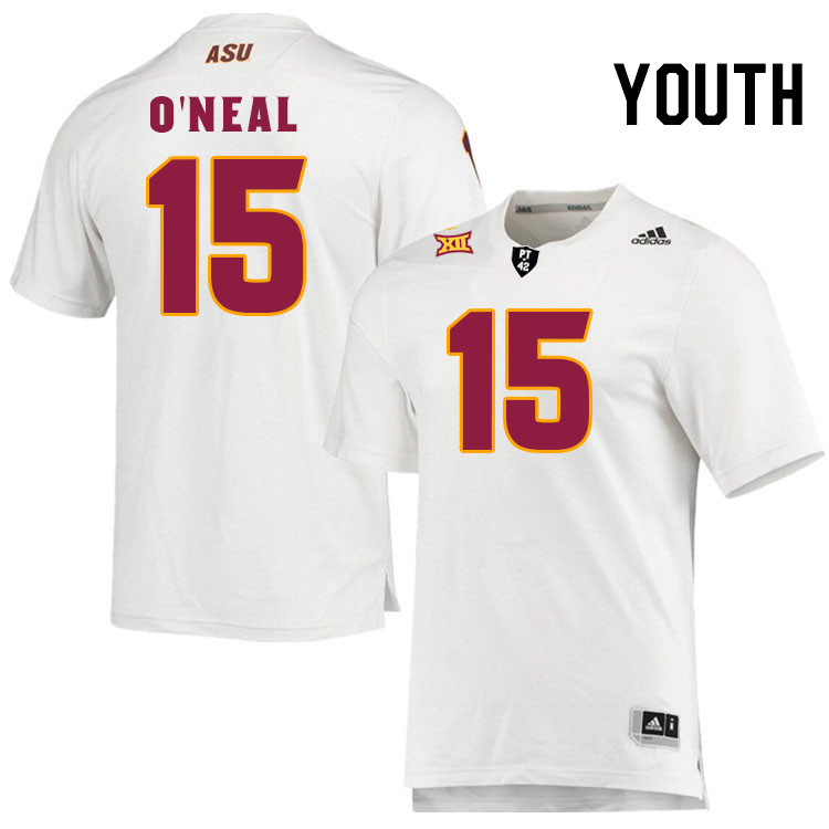Youth #15 Elijah O'Neal Arizona State Sun Devils College Football Jerseys Stitched-White